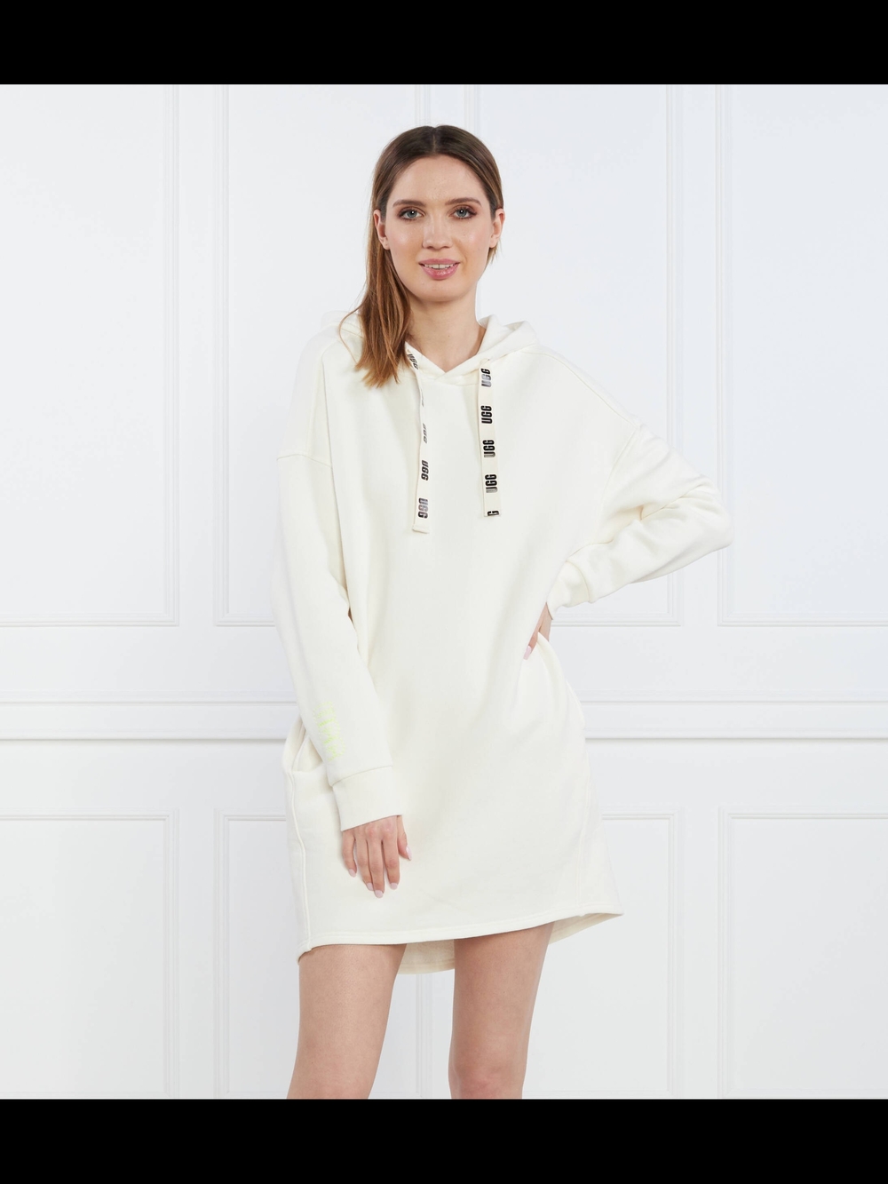 UGG Aderyn Large hoodie dress branded drawstring Cozy Pockets Off White